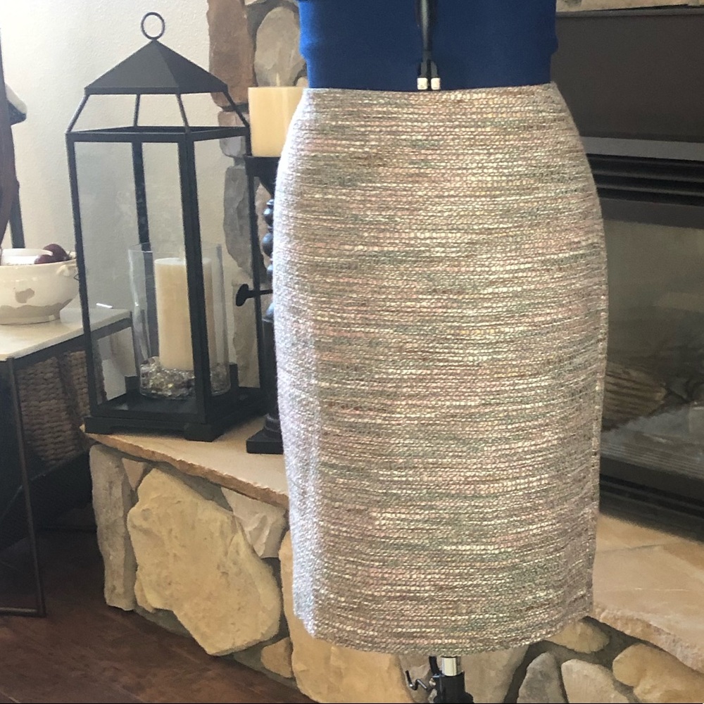 Ann Taylor Taupe Skirt w/ Pink/Brown/Mint/Cream